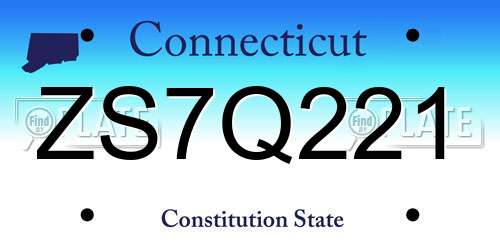 ZS7Q221 Connecticut License Plate