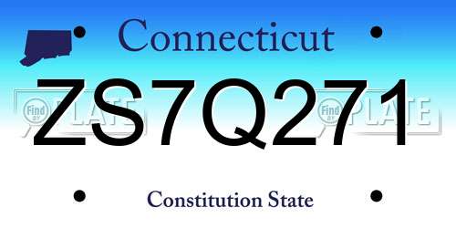 ZS7Q271 Connecticut License Plate