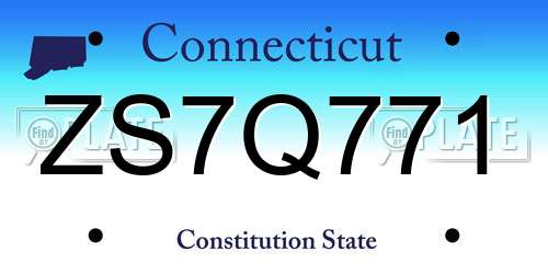 ZS7Q771 Connecticut License Plate