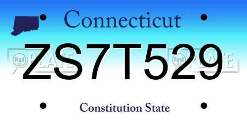 ZS7T529 Connecticut License Plate