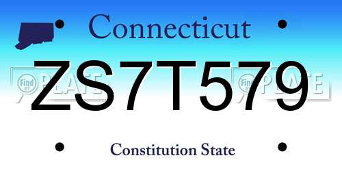 ZS7T579 Connecticut License Plate