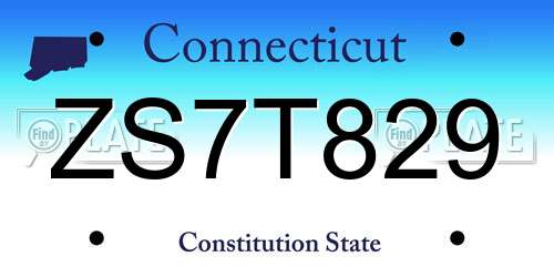 ZS7T829 Connecticut License Plate