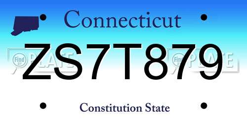 ZS7T879 Connecticut License Plate
