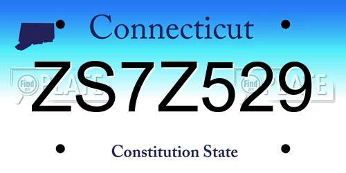 ZS7Z529 Connecticut License Plate