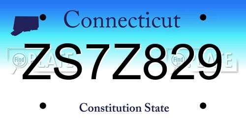 ZS7Z829 Connecticut License Plate
