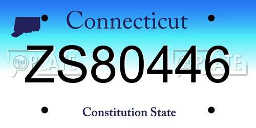 ZS80446 Connecticut License Plate