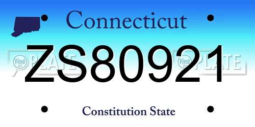 ZS80921 Connecticut License Plate