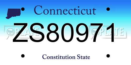ZS80971 Connecticut License Plate