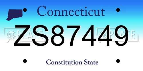 ZS87449 Connecticut License Plate