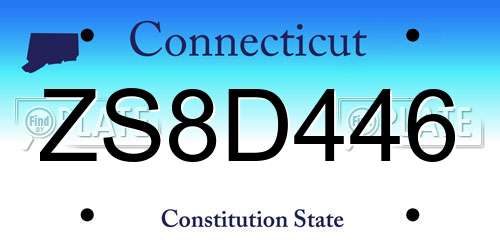 ZS8D446 Connecticut License Plate