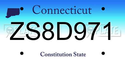 ZS8D971 Connecticut License Plate