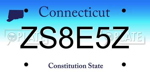 ZS8E5Z Connecticut License Plate