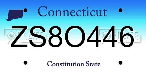 ZS8O446 Connecticut License Plate