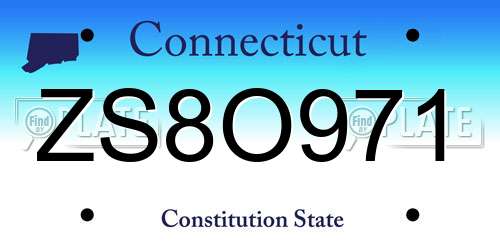 ZS8O971 Connecticut License Plate