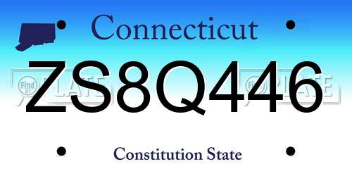 ZS8Q446 Connecticut License Plate