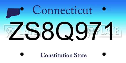 ZS8Q971 Connecticut License Plate
