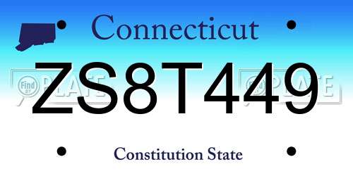 ZS8T449 Connecticut License Plate