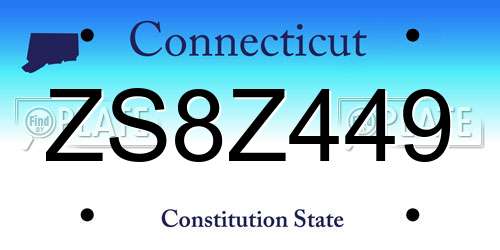 ZS8Z449 Connecticut License Plate