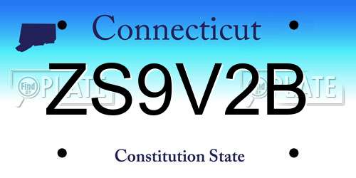 ZS9V2B Connecticut License Plate