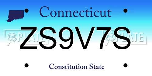 ZS9V7S Connecticut License Plate