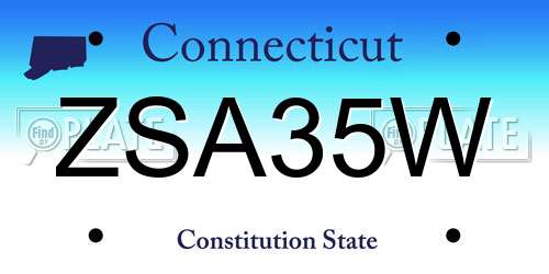 ZSA35W Connecticut License Plate