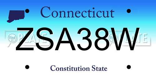 ZSA38W Connecticut License Plate