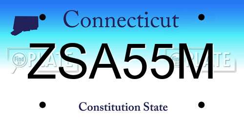 ZSA55M Connecticut License Plate