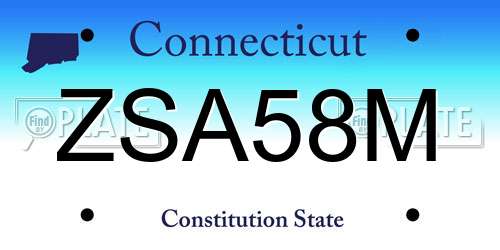 ZSA58M Connecticut License Plate