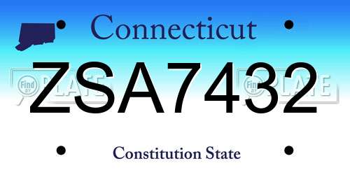 ZSA7432 Connecticut License Plate
