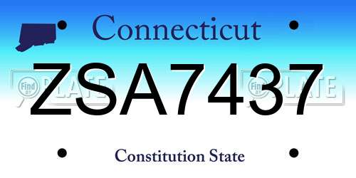 ZSA7437 Connecticut License Plate