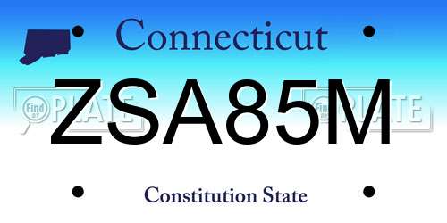 ZSA85M Connecticut License Plate