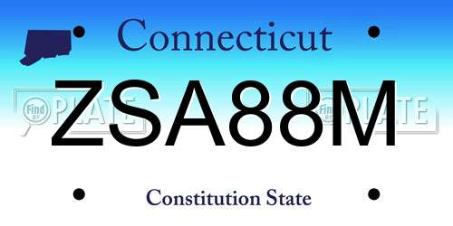 ZSA88M Connecticut License Plate