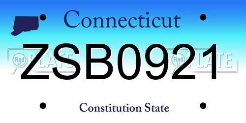 ZSB0921 Connecticut License Plate