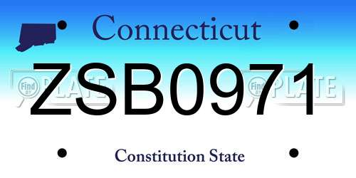 ZSB0971 Connecticut License Plate