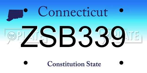 ZSB339 Connecticut License Plate