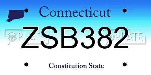 ZSB382 Connecticut License Plate