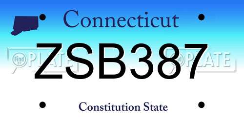 ZSB387 Connecticut License Plate