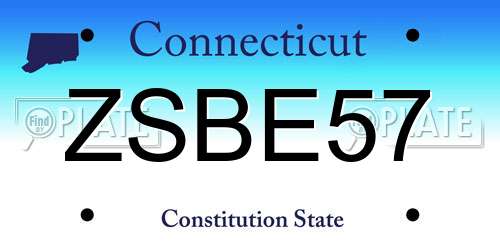 ZSBE57 Connecticut License Plate