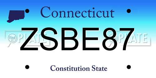 ZSBE87 Connecticut License Plate