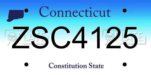 ZSC4125 Connecticut License Plate