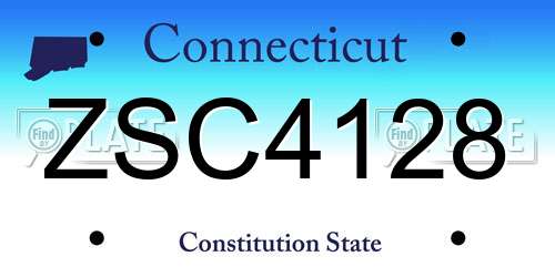ZSC4128 Connecticut License Plate