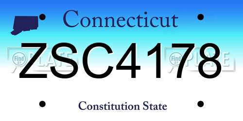 ZSC4178 Connecticut License Plate