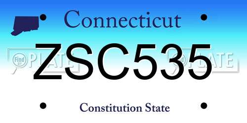 ZSC535 Connecticut License Plate