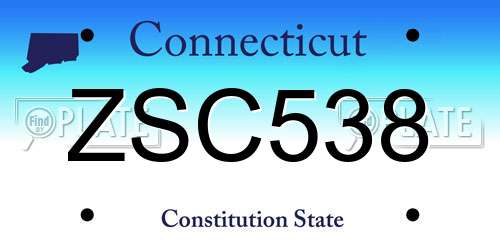 ZSC538 Connecticut License Plate