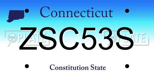 ZSC53S Connecticut License Plate