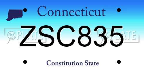 ZSC835 Connecticut License Plate