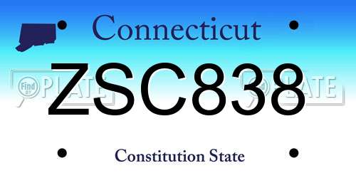 ZSC838 Connecticut License Plate