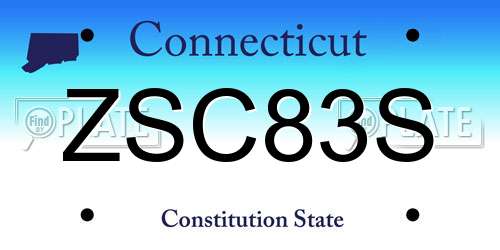 ZSC83S Connecticut License Plate
