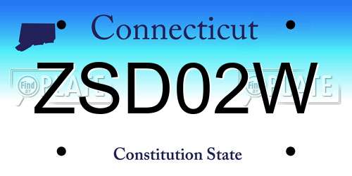 ZSD02W Connecticut License Plate