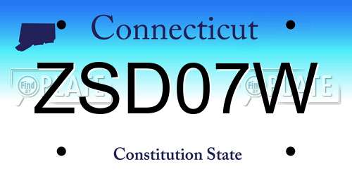 ZSD07W Connecticut License Plate